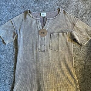 BiBi waffle knit mineral wash brown medium